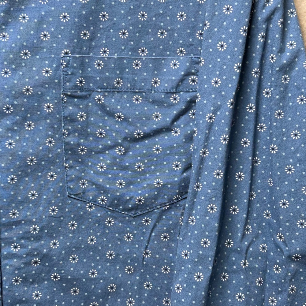 Lee Men's XXL Blue Floral Print Long Sleeve Button Down Regular Fit Shirt - Picture 3 of 9